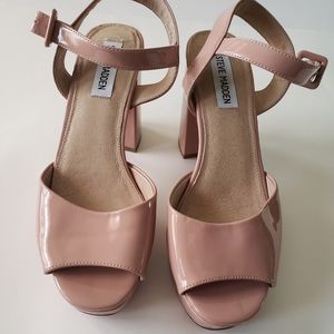 Steve Madden Trixie Blush Patent Leather Platform Sandals, Size 8.5M